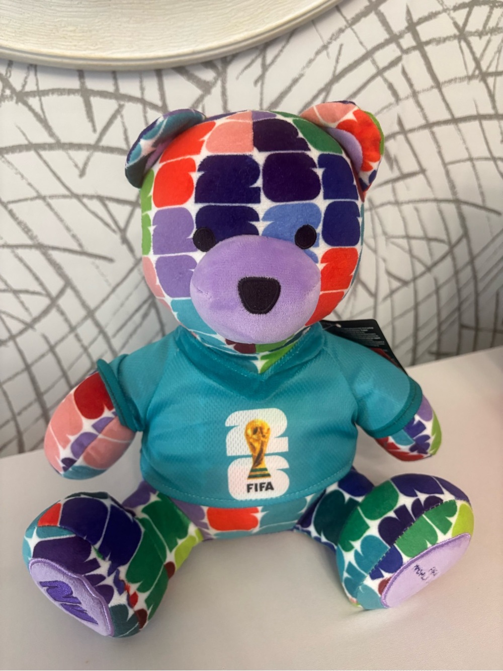 FIFA World Cup 2026 10-Inch Colorful Bear Plush collectible.